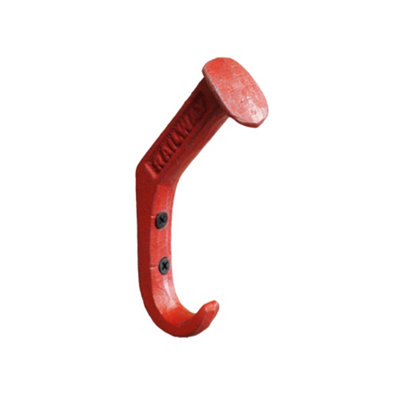 Red Metal Railway Style Single Coat Hook