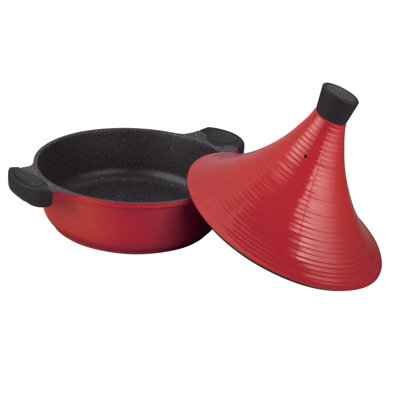 Tajine Marocain en Fonte 28cm Induction, Couvercle Conique en Céramique