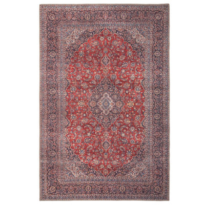 Red Navy Blue Persian Style Anti Slip Washable Rug 120x170cm