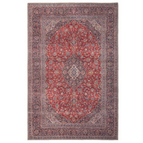Red Navy Blue Persian Style Anti Slip Washable Rug 120x170cm