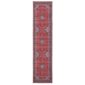 Red Navy Blue Persian Style Anti Slip Washable Runner Rug 60x240cm
