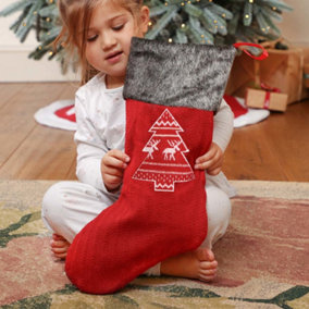Red Nordic Tree Xmas Tree Decoration Christmas Gift Bag Christmas Stocking