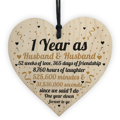 Red Ocean 1st Wedding Anniversary Gift For Husband Wooden Heart ...