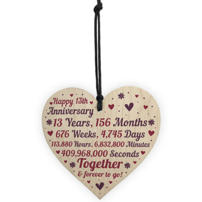 Red Ocean Anniversary Handmade Wooden Heart To Celebrate 13th