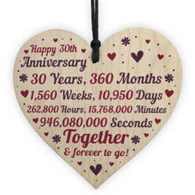 Red Ocean Anniversary Handmade Wooden Heart To Celebrate 30th Wedding Anniversary Gift For Husband Wife
