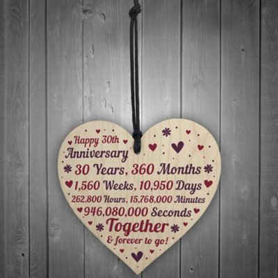 Red Ocean Anniversary Handmade Wooden Heart To Celebrate 30th Wedding Anniversary Gift For Husband Wife