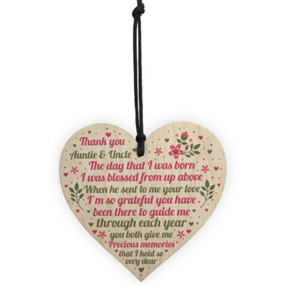 Red Ocean Auntie And Uncle Gifts For Christmas Wooden Heart