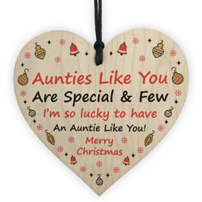 Red Ocean Auntie Christmas Gifts Wood Heart Tree Decoration Keepsake Gift For Auntie Aunty