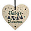 Red Ocean Babys My First Christmas Tree Bauble Decoration Wooden Heart 1st Xmas Gift Present