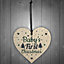 Red Ocean Babys My First Christmas Tree Bauble Decoration Wooden Heart 1st Xmas Gift Present