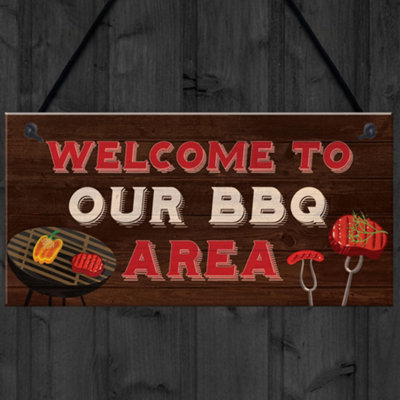 Red Ocean BBQ Home Decor Sign Novelty Barbecue Plaques For Garden Welcome Signs Home Gifts