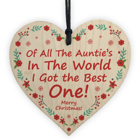 Red Ocean Best Auntie Christmas Tree Decoration Novelty Gifts For Auntie Wood Heart Gifts For Aunt