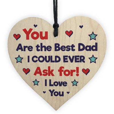 Red Ocean Best Dad Gift For Birthday Wood Heart Thank You Gift For Dad ...