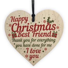 Red Ocean Best Friend Christmas Card Gifts Friendship Friend Wooden Heart Plaque Thank You Keepsake