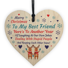 Red Ocean Best Friend Christmas Gift Poem Hanging Heart Christmas Decoration Friend Gifts BFF