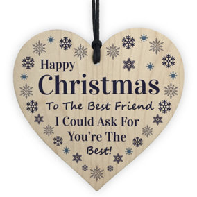 Red Ocean Best Friend Christmas Gifts Wood Heart Gift For Friend Keepsake Friendship Gifts