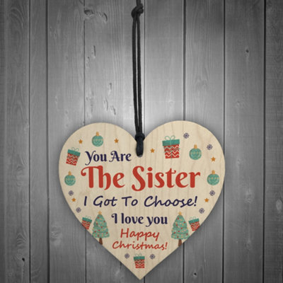 Red Ocean Best Friend Christmas Gifts Wooden Heart Tree Decoration ...
