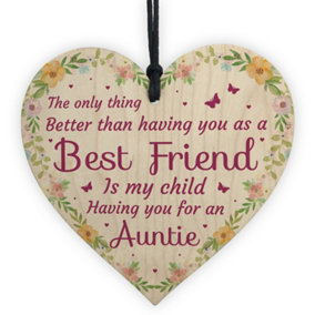 Red Ocean Best Friend Gifts Childs Auntie Gifts Wood Heart Sign Christmas Gift For Auntie Gift From Niece Nephew
