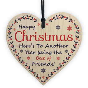 Red Ocean Best Friend Keepsake Gift For Christmas Novelty Friendship Christmas Gifts Wooden Heart Gifts