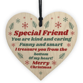 Red Ocean Best Friend Poem Thank You Heart Sign Christmas Decoration Friend Gifts BFF Friendship Gifts For Him Her
