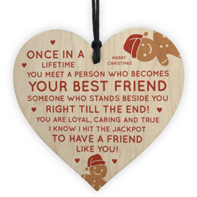 Red Ocean Best Friend Poem Wood Heart Sign Christmas Decoration Friend Gifts BFF Friendship Gift