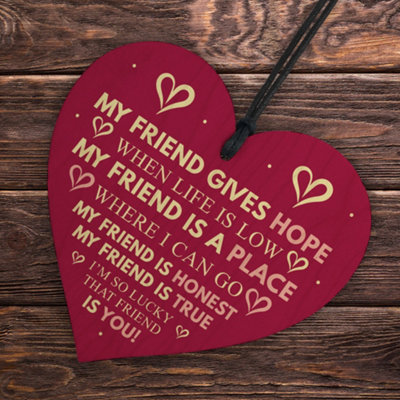 Red Ocean Best Friend Sign FRIEND GIVES HOPE Friendship Gift Funny ...