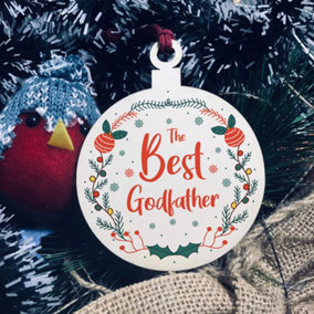 Red Ocean Best Godfather Christmas Bauble Tree Decoration Gift For Godfather Godparents Gifts For Him