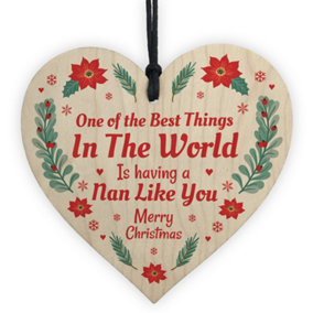Red Ocean Best Nan Gifts For Christmas Wood Heart Tree Decoration Bauble Gift For Nan Nanny Nana