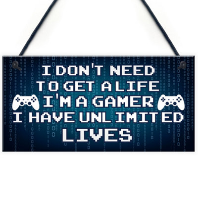 Red Ocean Blue Retro Gaming Sign Funny Gamer Gift Boys Bedroom Man Cave ...