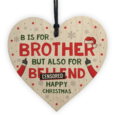 Red Ocean Brother Christmas Gifts Funny Wooden Heart Hanging Decoration Novelty Gift For Brother Gift From Sister Price Comparisons | Compare The Build