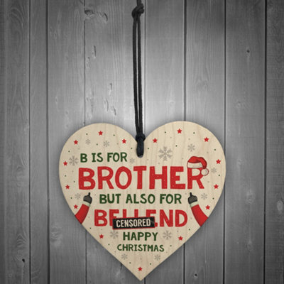 Red Ocean Brother Christmas Gifts Funny Wooden Heart Hanging Decoration Novelty Gift For Brother Gift From Sister