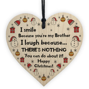 Red Ocean Brother Christmas Novelty Gift For Him Wood Heart Bauble Decoration Gift For Men