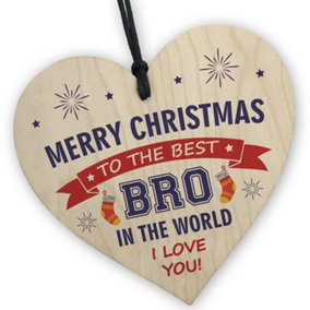 Red Ocean Brother Gifts From Sister, Hanging Wooden Christmas Heart Gift For Brother,