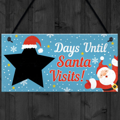 Red Ocean CHALKBOARD Christmas Santa Countdown Hanging Family Sign ...
