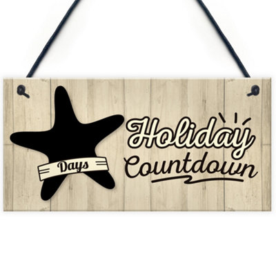 Red Ocean Chalkboard Holiday Countdown Hanging Sign Plaque Friendship ...