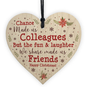 Red Ocean Chance Made Us Colleagues Wood Heart Plaque Xmas Friendship FRIEND Gift Thank You