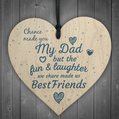 Red Ocean Chance Made You My Dad Fathers Day Wooden Hanging Heart Sign ...
