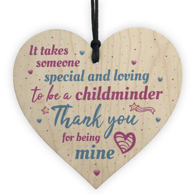 Red Ocean Childminder Babysitter Gift Handmade Wooden Hanging Heart ...