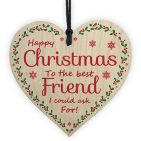Red Ocean Christmas Best Friend Gift Wooden Heart Gift For Friend Tree Bauble Decorations