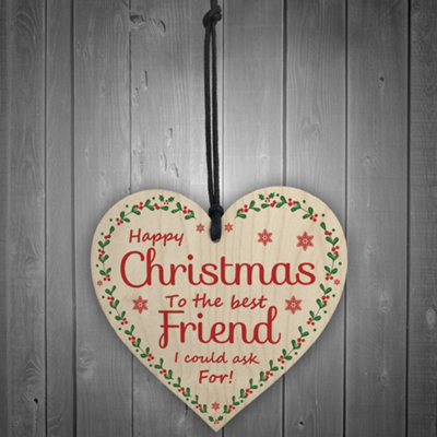 Red Ocean Christmas Best Friend Gift Wooden Heart Gift For Friend Tree Bauble Decorations