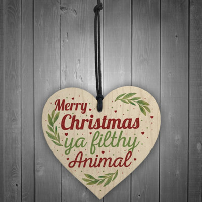 Red Ocean Christmas Filthy Animal Novelty Tree Decoration Wooden Bauble Friendship Secret Santa Stocking Gift