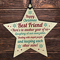Red Ocean Christmas Friendship Quote Gift For Women Men Wooden Hanging Tree Decoration Bauble Plaques Funny Gifts For Her Him