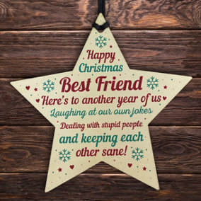 Red Ocean Christmas Friendship Quote Gift For Women Men Wooden Hanging Tree Decoration Bauble Plaques Funny Gifts For Her Him