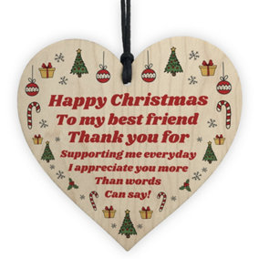 Red Ocean Christmas Gift For Best Friend Wood Heart Novelty Friendship Gift Tree Decoration