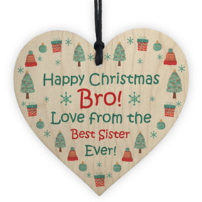 Red Ocean Christmas Gift For Brother Funny Wood Bauble Gift From Sister Novelty Bro Gifts