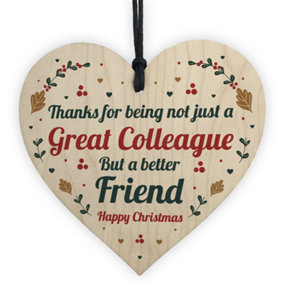 Red Ocean Christmas Gift For Colleague Novelty Friendship Gift Wooden Heart Present Christmas Keepsake