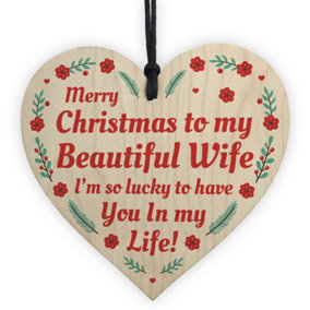 Red Ocean Christmas Gift For Wife Novelty Wooden Heart Gift From Husband Keepsake Gifts
