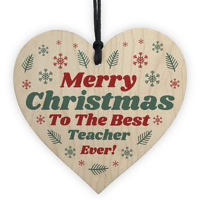 Red Ocean Christmas Gift For Your Teacher Handmade Hanging Wooden Heart Best Teacher Gift From Child