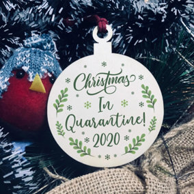 Red Ocean Christmas In Quarantine Christmas Bauble Wood Christmas Tree Decoration 2020 Lockdown Gifts