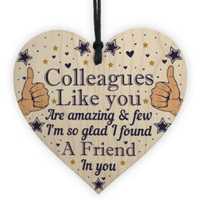 Red Ocean Colleague Thank You Gifts Wooden Hanging Heart Plaque Friendship Gift Sign Work Leaving Gifts For Colleagues